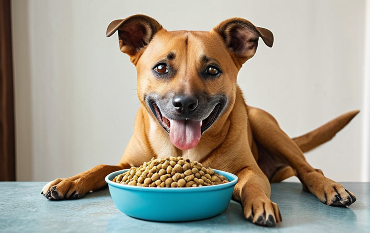 **

A happy, healthy dog eating a bowl of nutritious food (either kibble or fresh food). The focus is on the food's quality and its benefits for the dog's health. The dog could be a popular breed in Thailand. The background could be a modern Thai home setting.

**